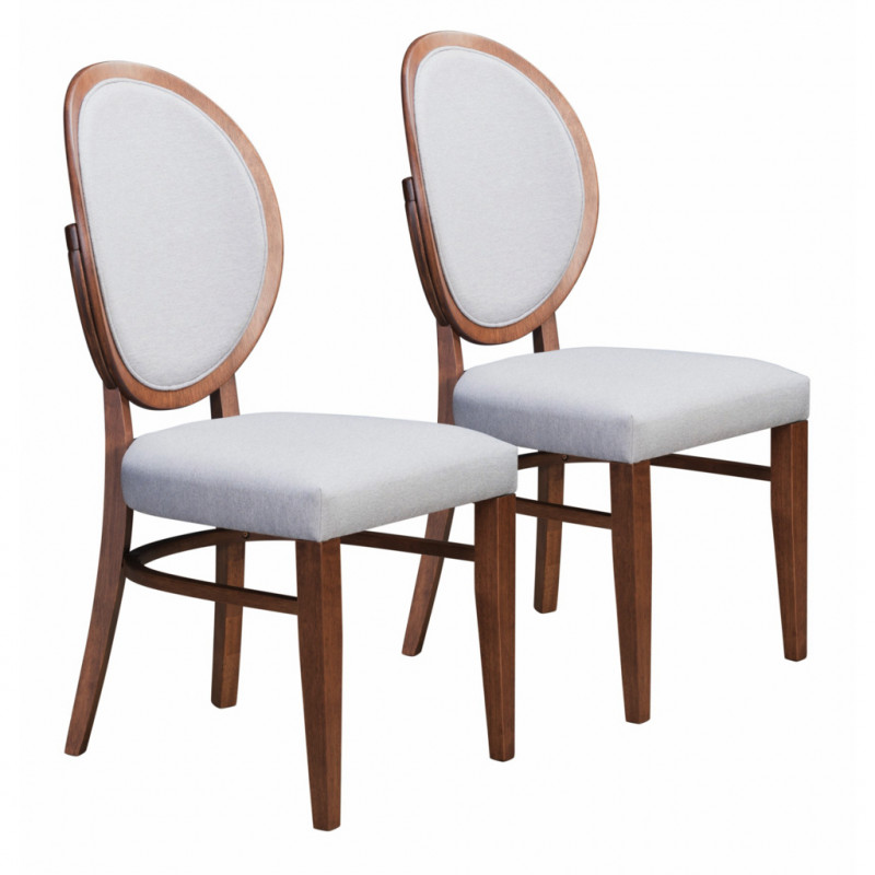 100982 Regents Traditional Walnut Dining Chair with Gray Upholstery (Set of 2)
