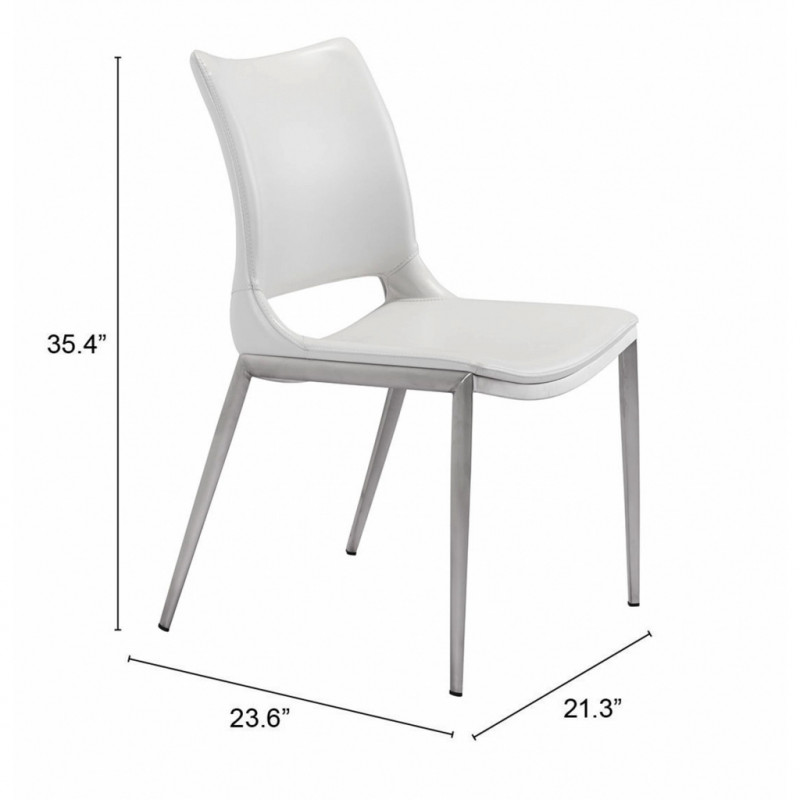 101279 Dimension Ace Dining Chair Set Of 2 White Silver