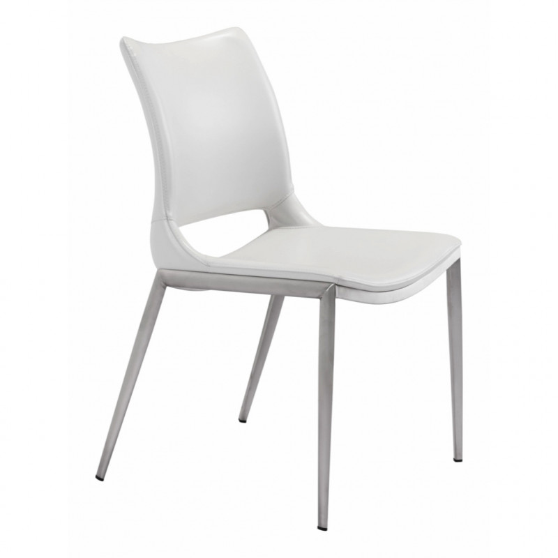 101279 Image1 Ace Dining Chair Set Of 2 White Silver