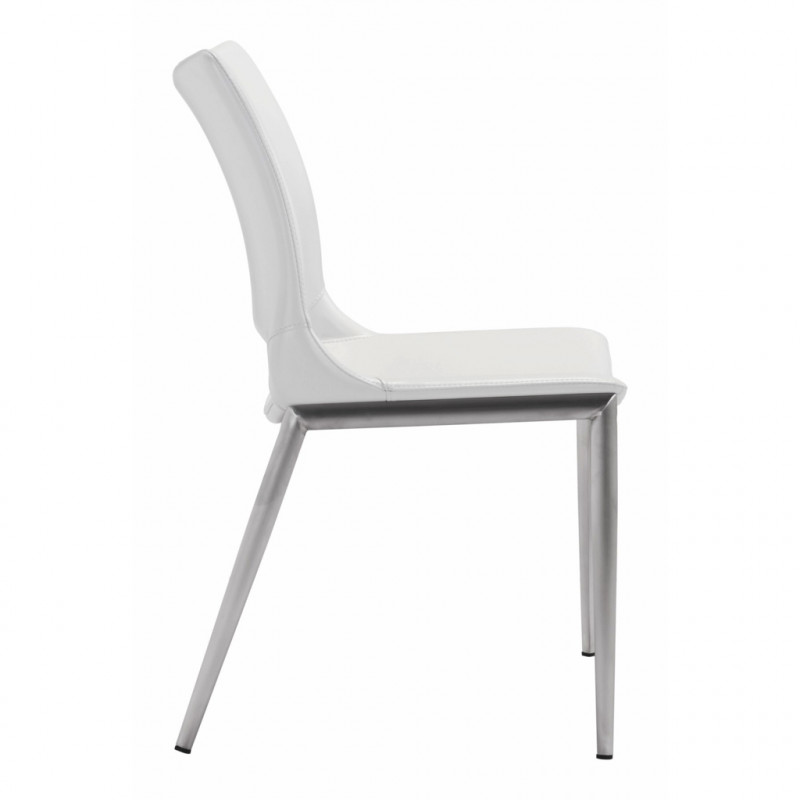101279 Image2 Ace Dining Chair Set Of 2 White Silver