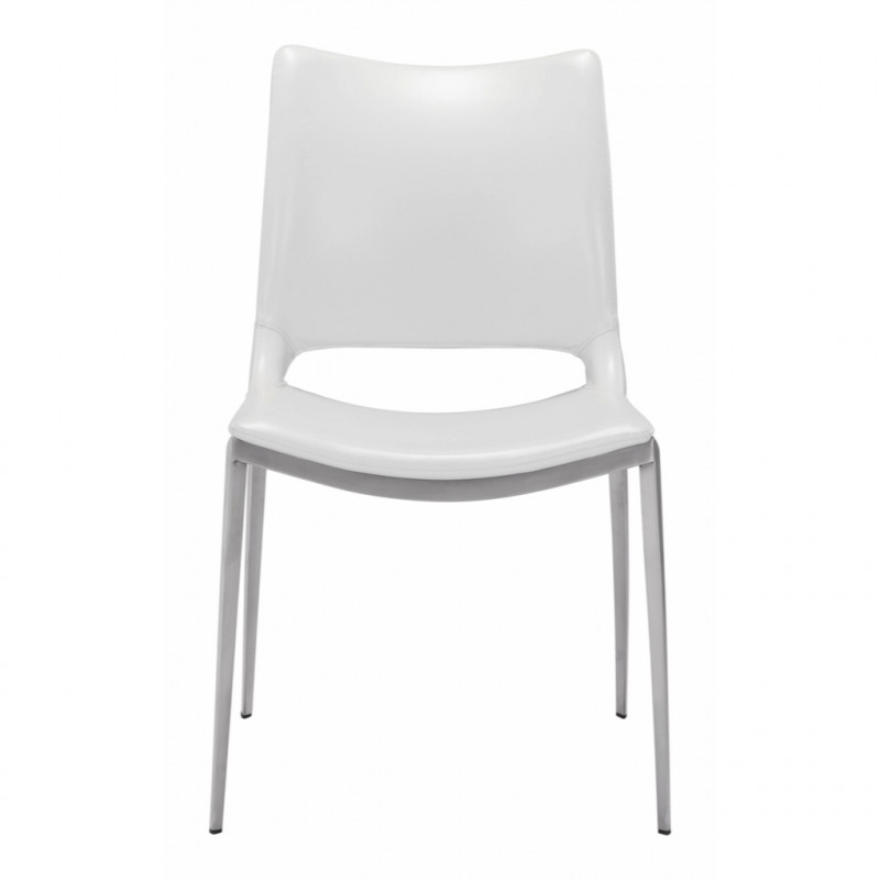 101279 Image3 Ace Dining Chair Set Of 2 White Silver
