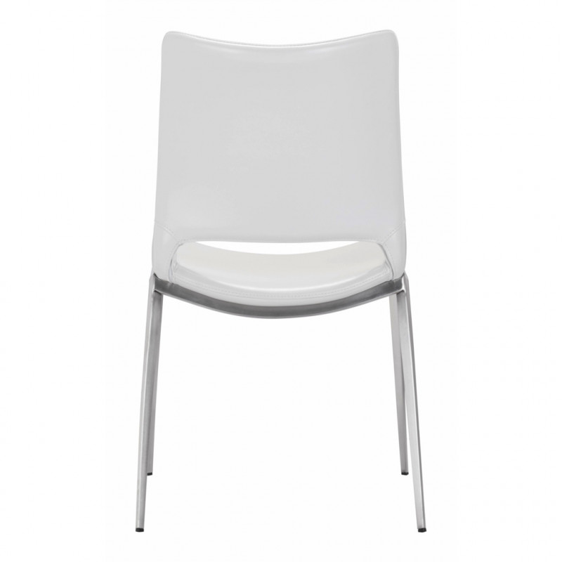 101279 Image4 Ace Dining Chair Set Of 2 White Silver