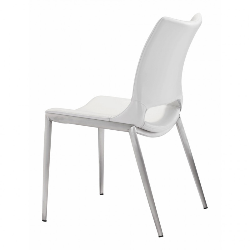 101279 Image5 Ace Dining Chair Set Of 2 White Silver
