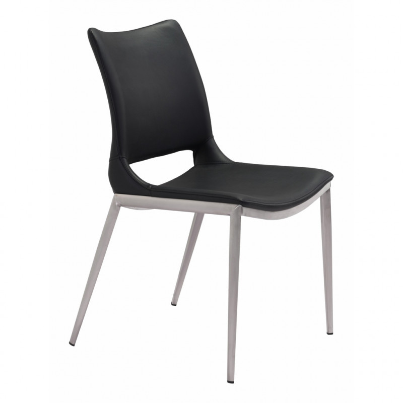 101280 Image1 Ace Dining Chair Set Of 2 Black Silver