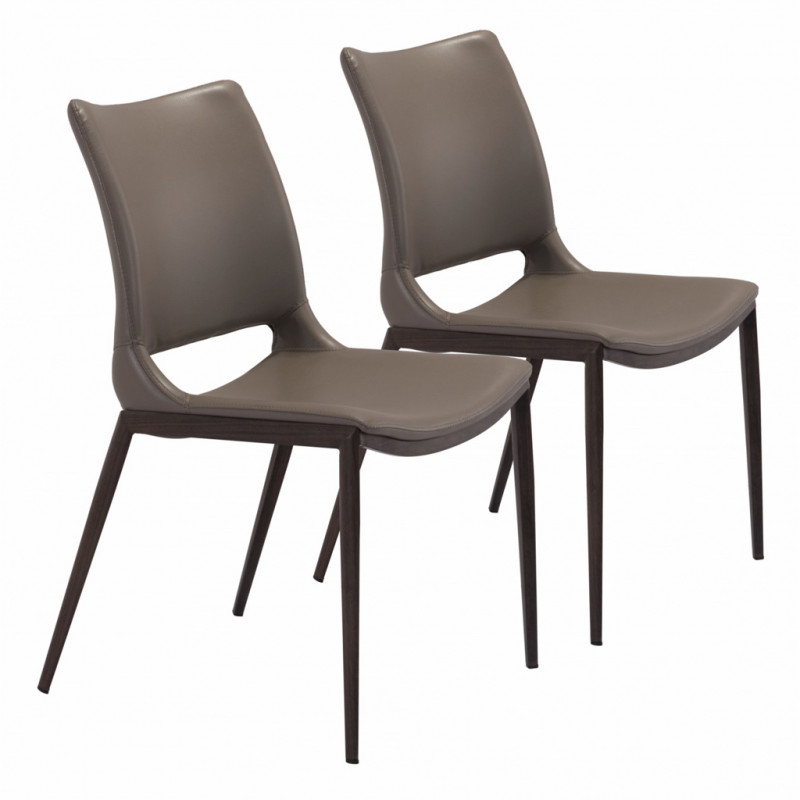 101282 Ace Dining Chair Set of 2 Gray & Walnut