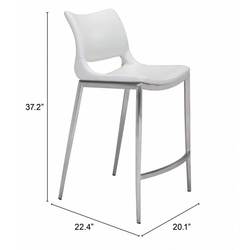101390 Dimension Ace Counter Chair Set Of 2 White Silver