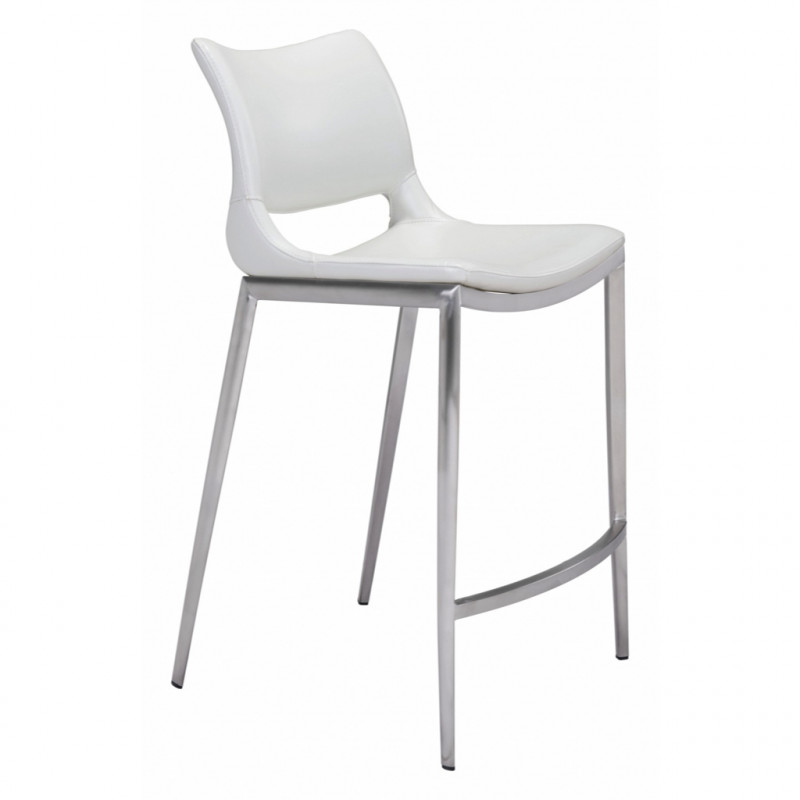 101390 Image1 Ace Counter Chair Set Of 2 White Silver