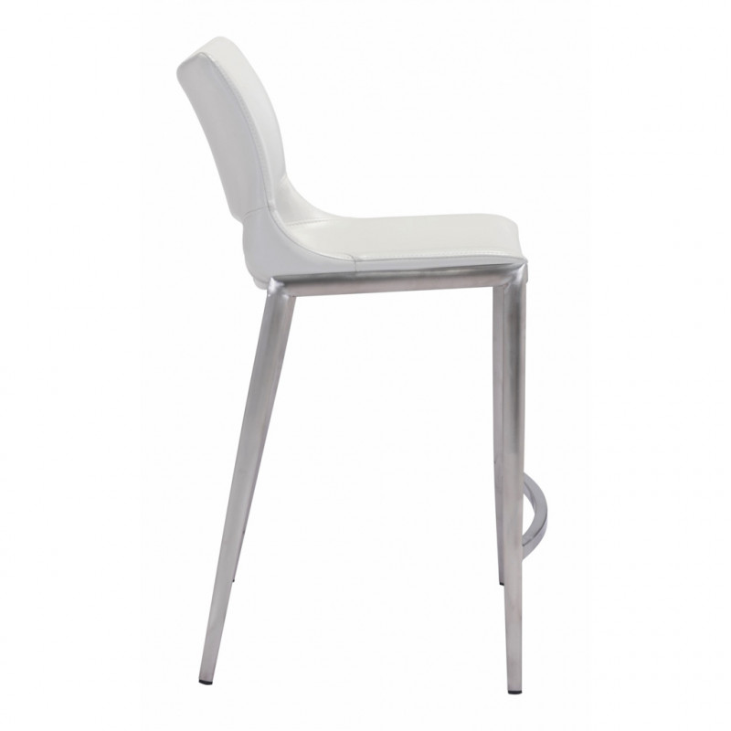 101390 Image2 Ace Counter Chair Set Of 2 White Silver