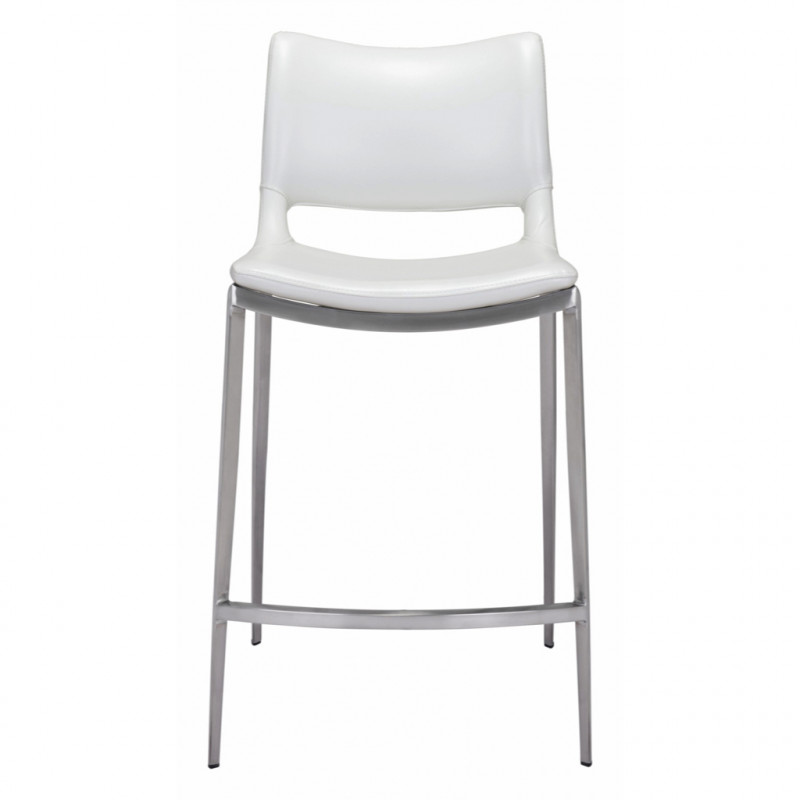 101390 Image3 Ace Counter Chair Set Of 2 White Silver