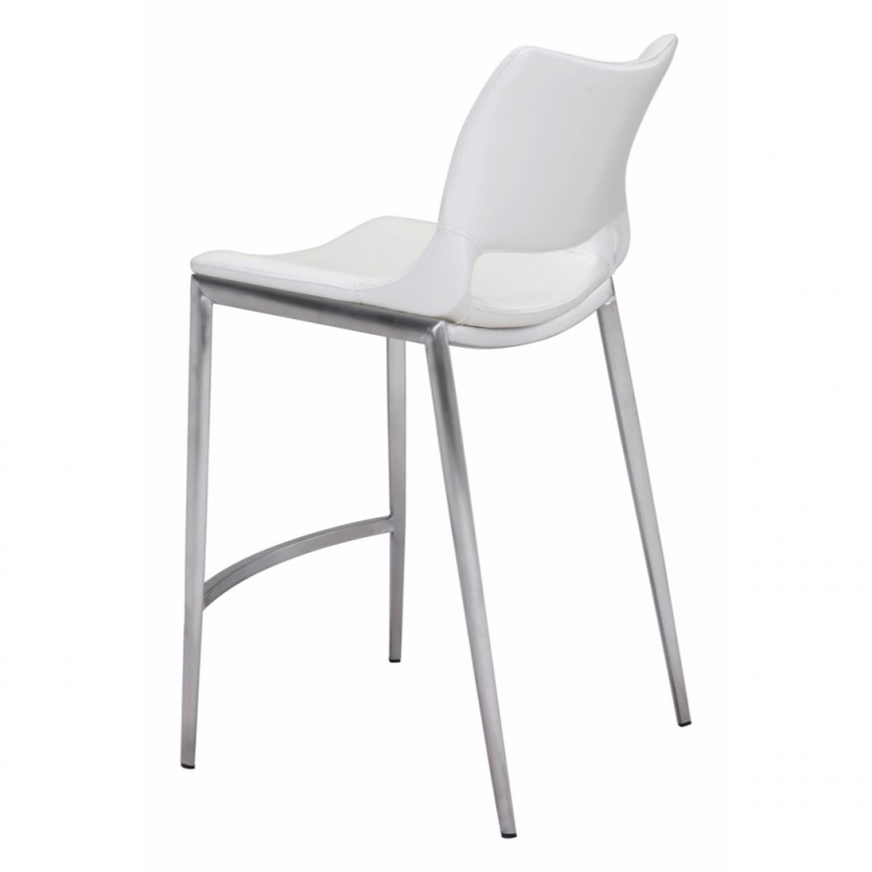 101390 Image5 Ace Counter Chair Set Of 2 White Silver