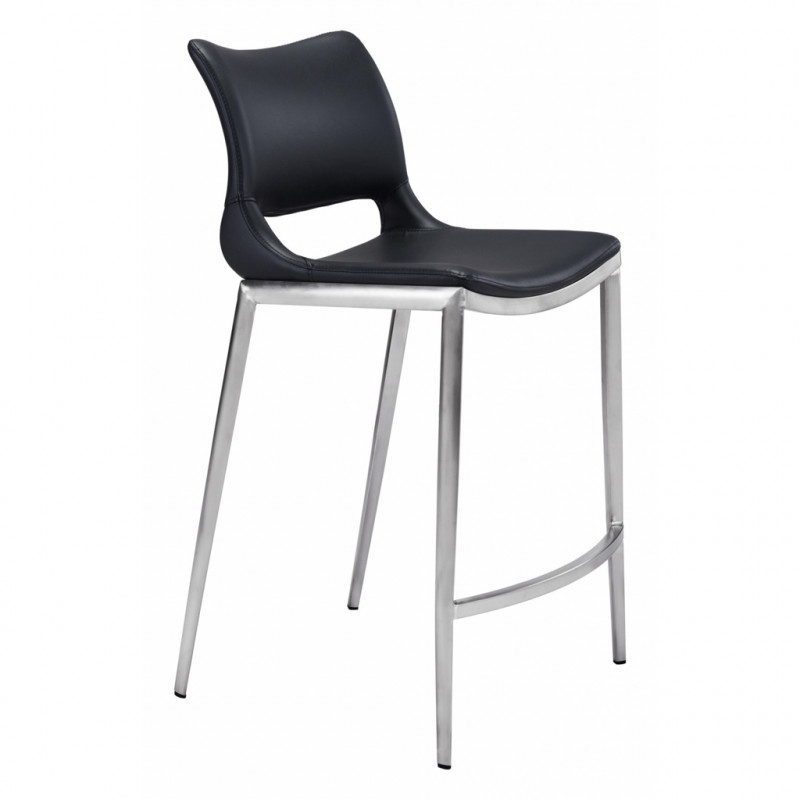 101391 Image1 Ace Counter Chair Set Of 2 Black Silver