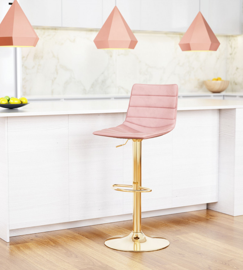 101454 Prima Bar Chair Pink & Gold