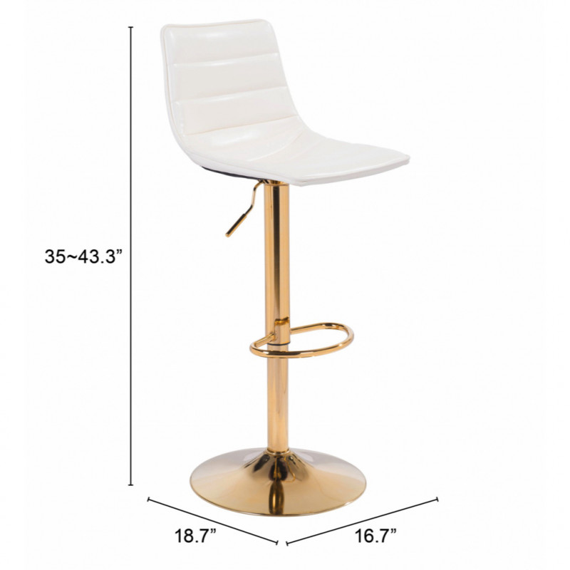 101455 Dimension Prima Bar Chair White Gold