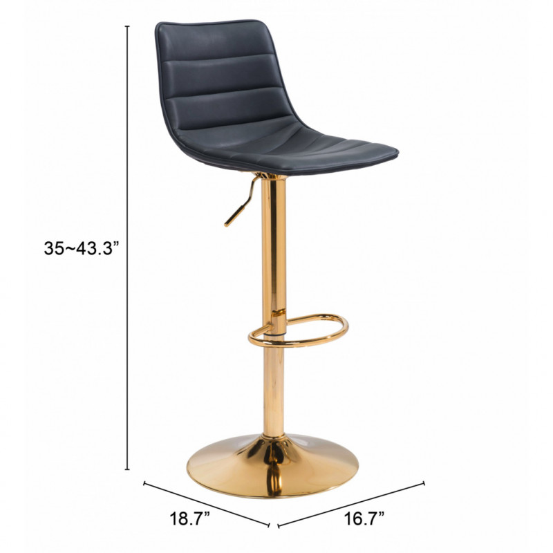 Modern Prima Bar Chair Black & Gold in Black/Gold by Zuo