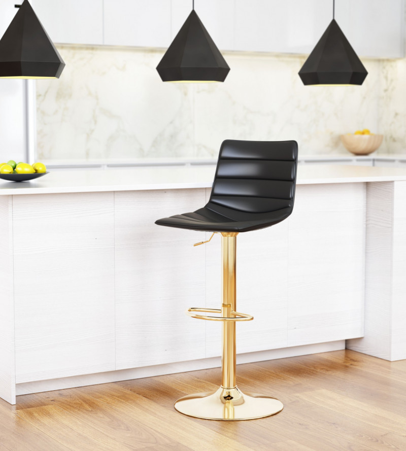101456 Prima Bar Chair Black & Gold