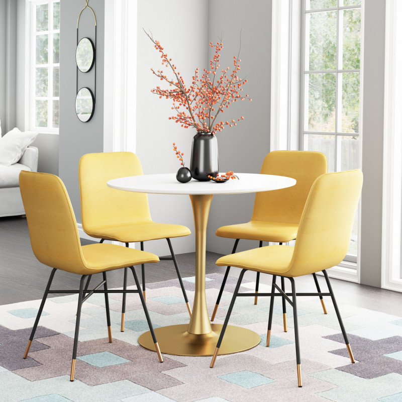 101568 Opus Dining Table White & Gold