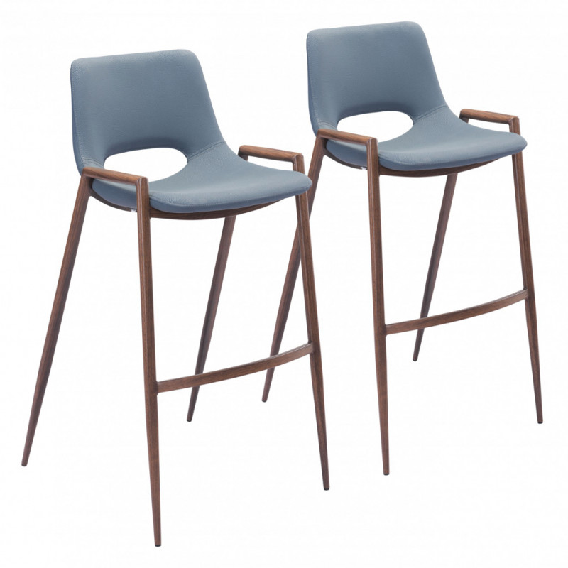 Modern Desi Bar Chair (Set of 2) Gray by Zuo