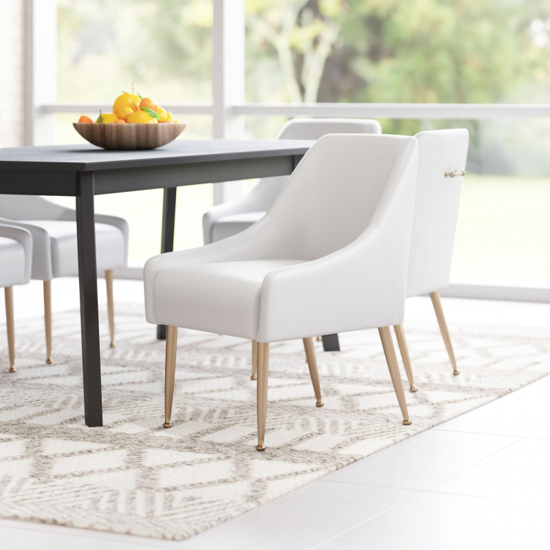 101724 Mira Dining Chair White & Gold