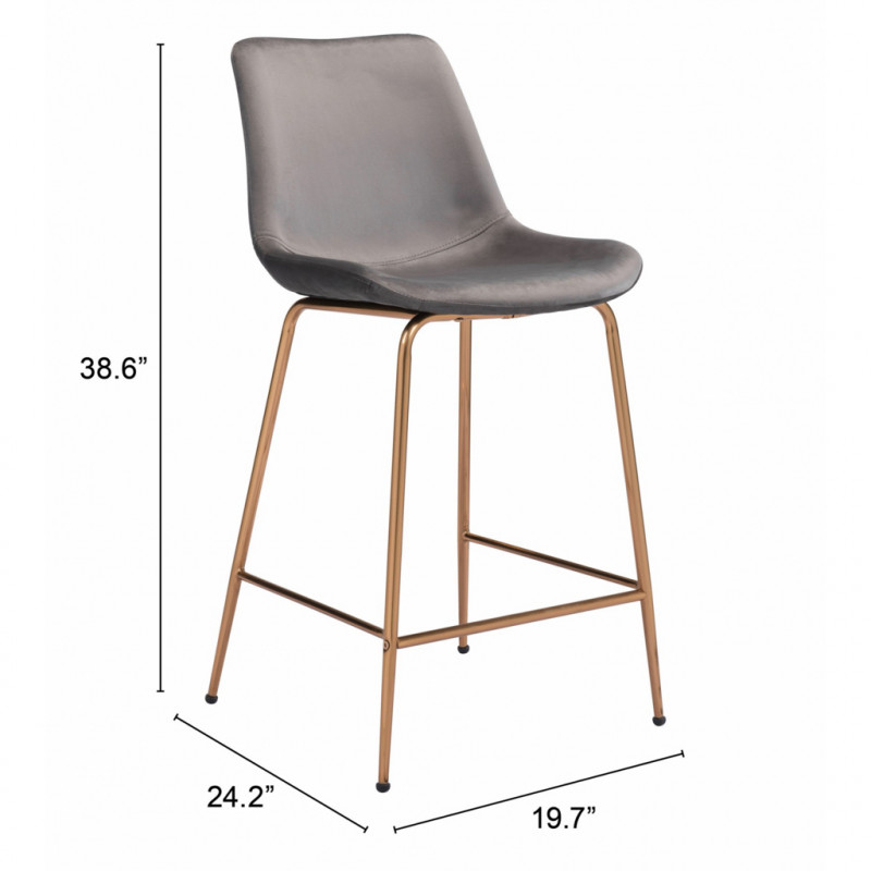 101761 Dimension Tony Counter Chair Gray Gold