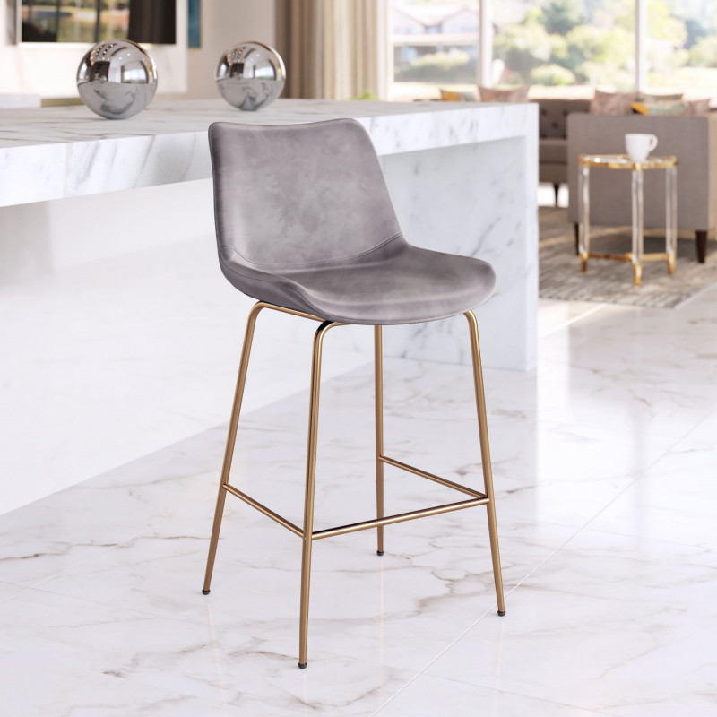 101761 Tony Counter Chair Gray & Gold