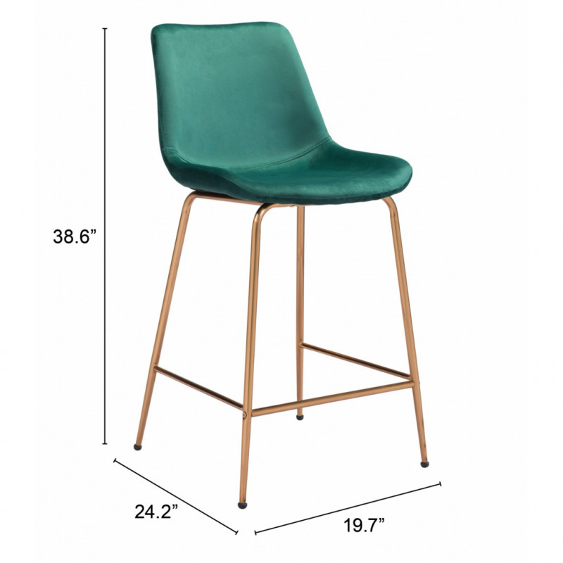 101762 Dimension Tony Counter Chair Green Gold
