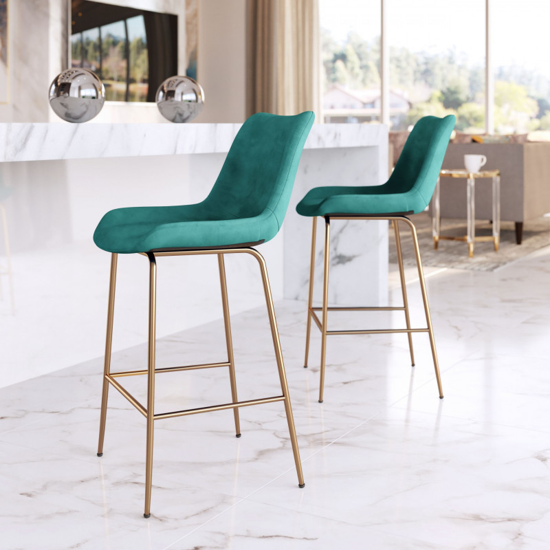 101762 Lifestyle2 Tony Counter Chair Green Gold