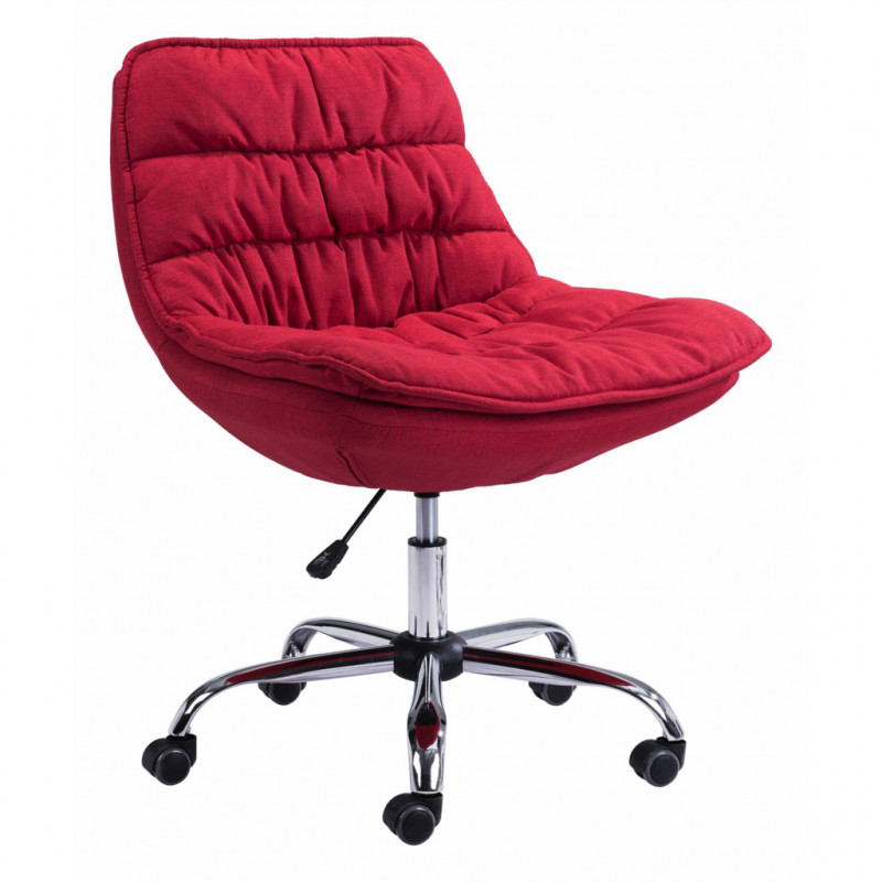 Modern Down Low Office Chair in Red | Polyester/Velvet by Zuo