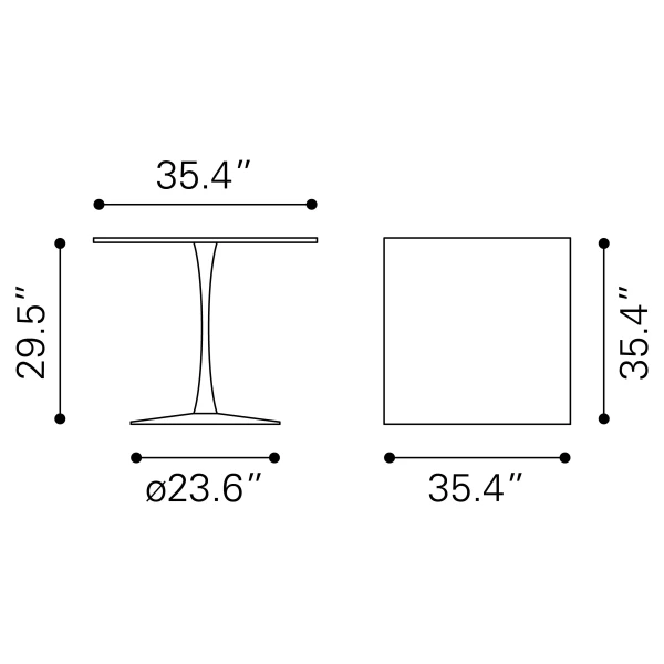 101818 Molly Dining Table Brown Line Dimensions