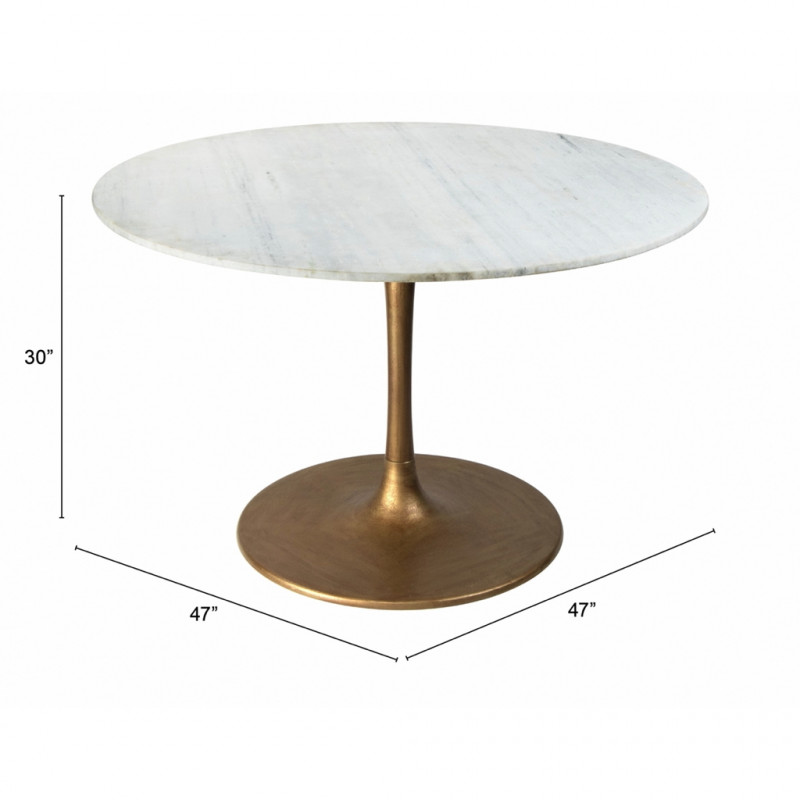 101845 Dimension Ithaca Dining Table White Gold
