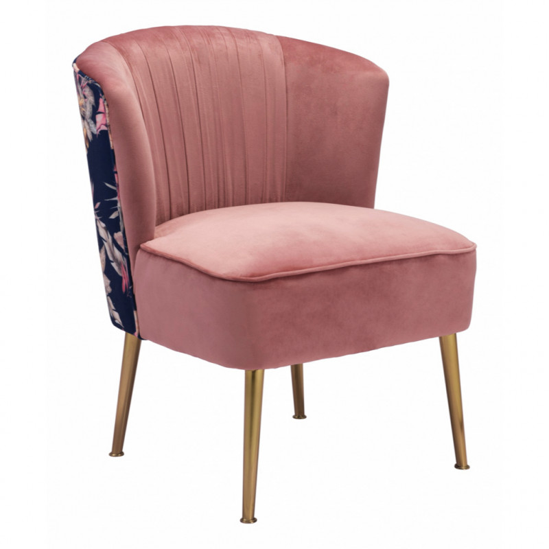 101870 Tina Accent Chair Pink, Gold & Foliage Print