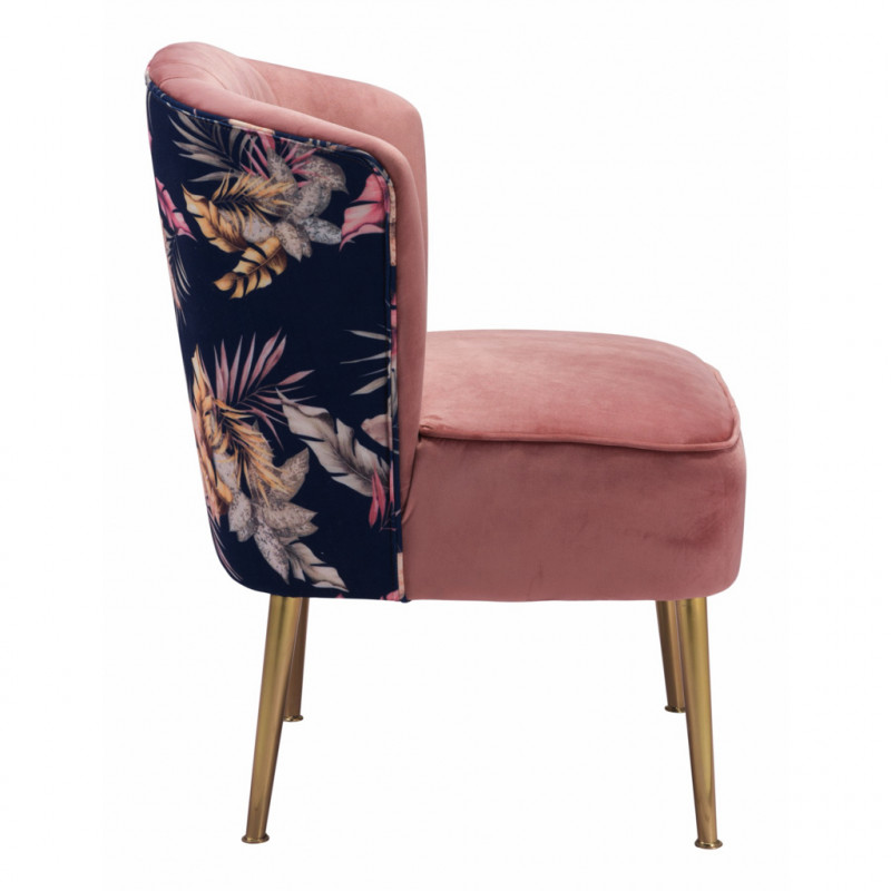 101870 Image2 Tina Accent Chair Pink Gold Foliage Print