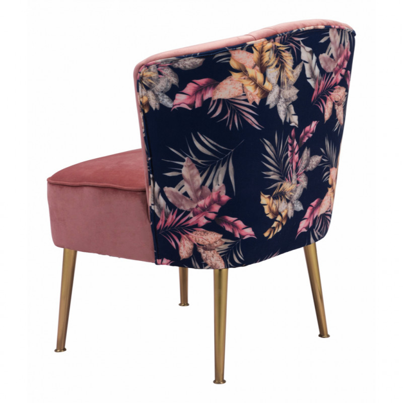 101870 Image5 Tina Accent Chair Pink Gold Foliage Print