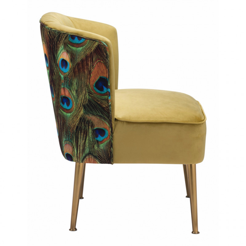 101872 Image2 Tabitha Accent Chair Green Gold Peacock Print
