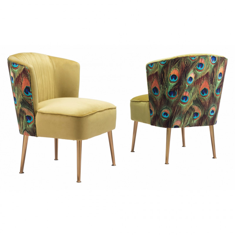 101872 Image6 Tabitha Accent Chair Green Gold Peacock Print