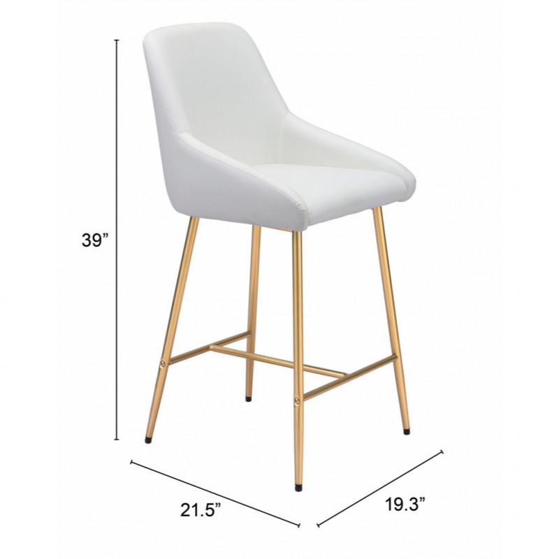 101907 Dimension Mira Counter Chair White Gold