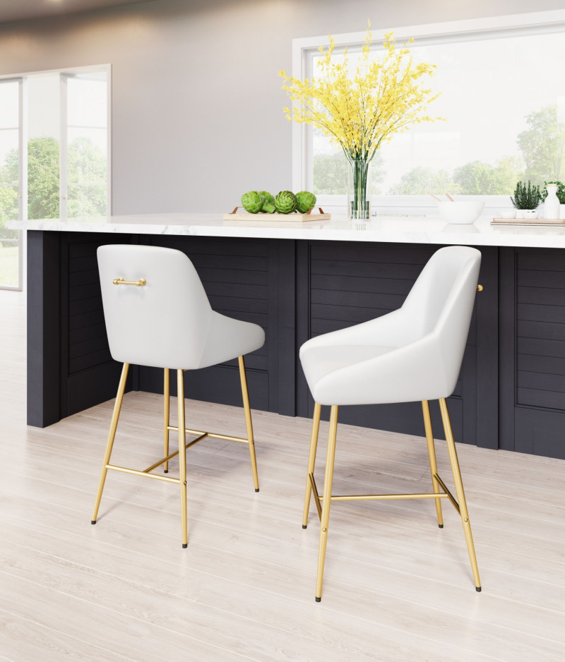 101907 Mira Counter Chair White & Gold