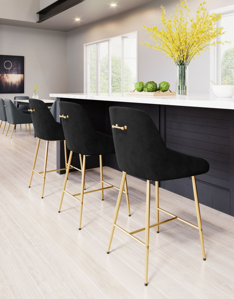 101910 Mira Counter Chair Black & Gold
