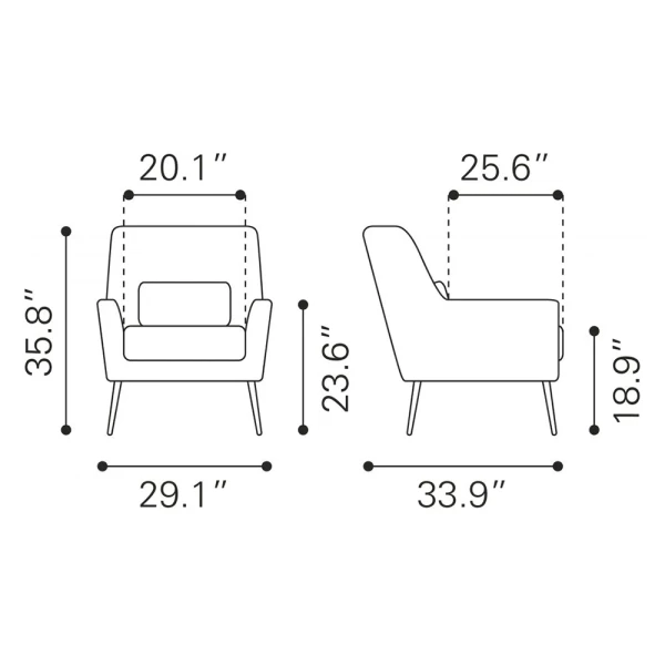 109050 Dimension Line Ontario Accent Chair Vintage Black