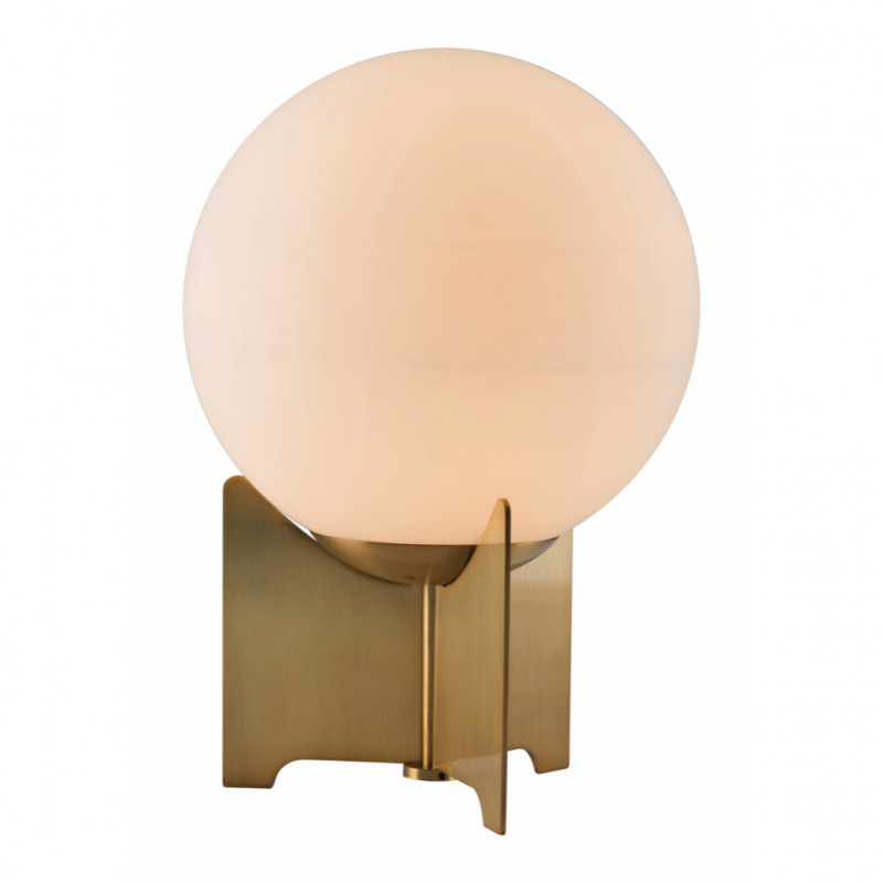56049 Pearl Table Lamp White and Brushed Brass