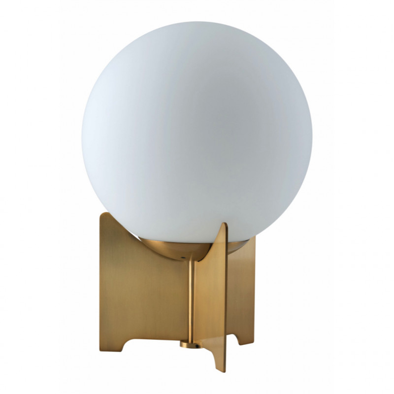 56049 Pearl Table Lamp White and Brushed Brass