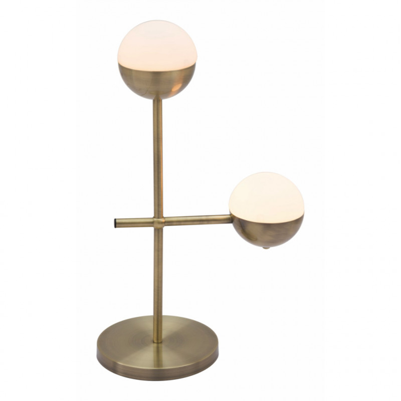 56050 Waterloo Table Lamp White & Brushed Bronze