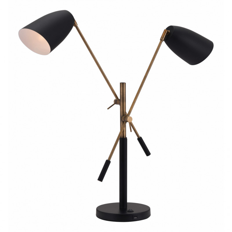 56078 Tanner Table Lamp Matte Black and Brass