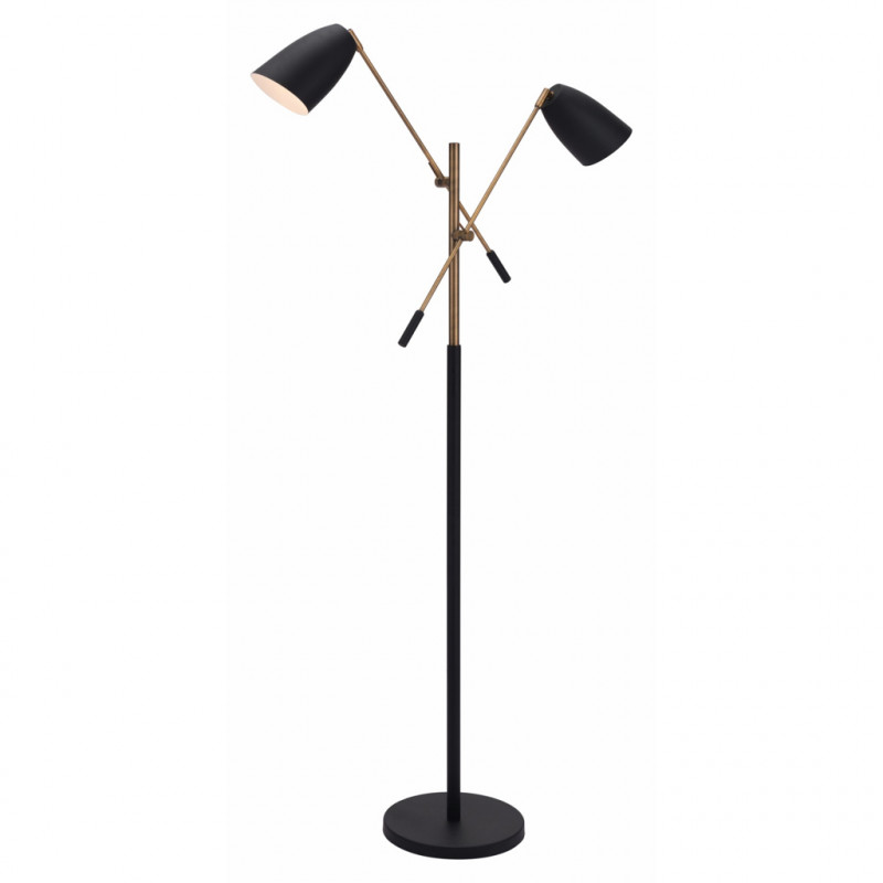 56079 Tanner Floor Lamp Matte Black & Brass