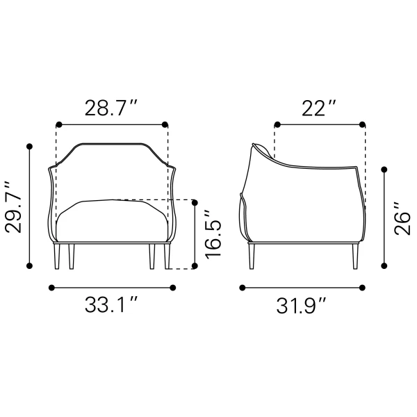 98086 Julian Occasional Chair Coffee Line Dimensions