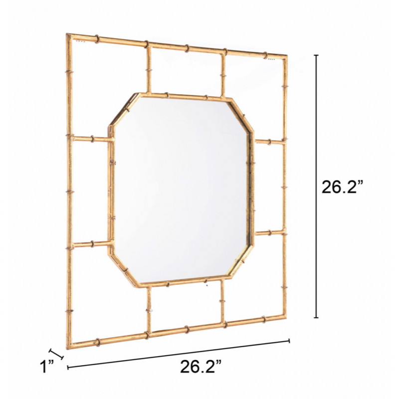 A10776 Dimension Bamboo Square Mirror Gold