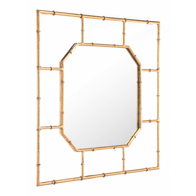 A10776 Bamboo Square Mirror Gold