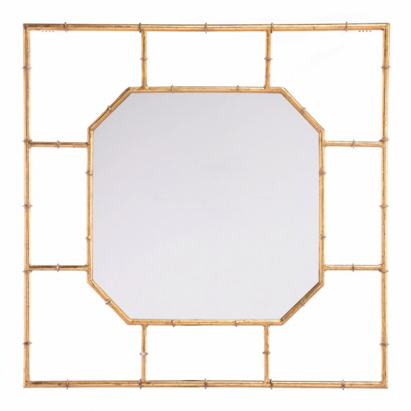 A10776 Image2 Bamboo Square Mirror Gold