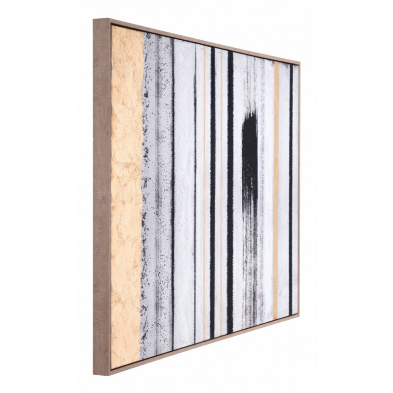 A12197 Image6 Vertical Brush Strokes Canvas Black Gold