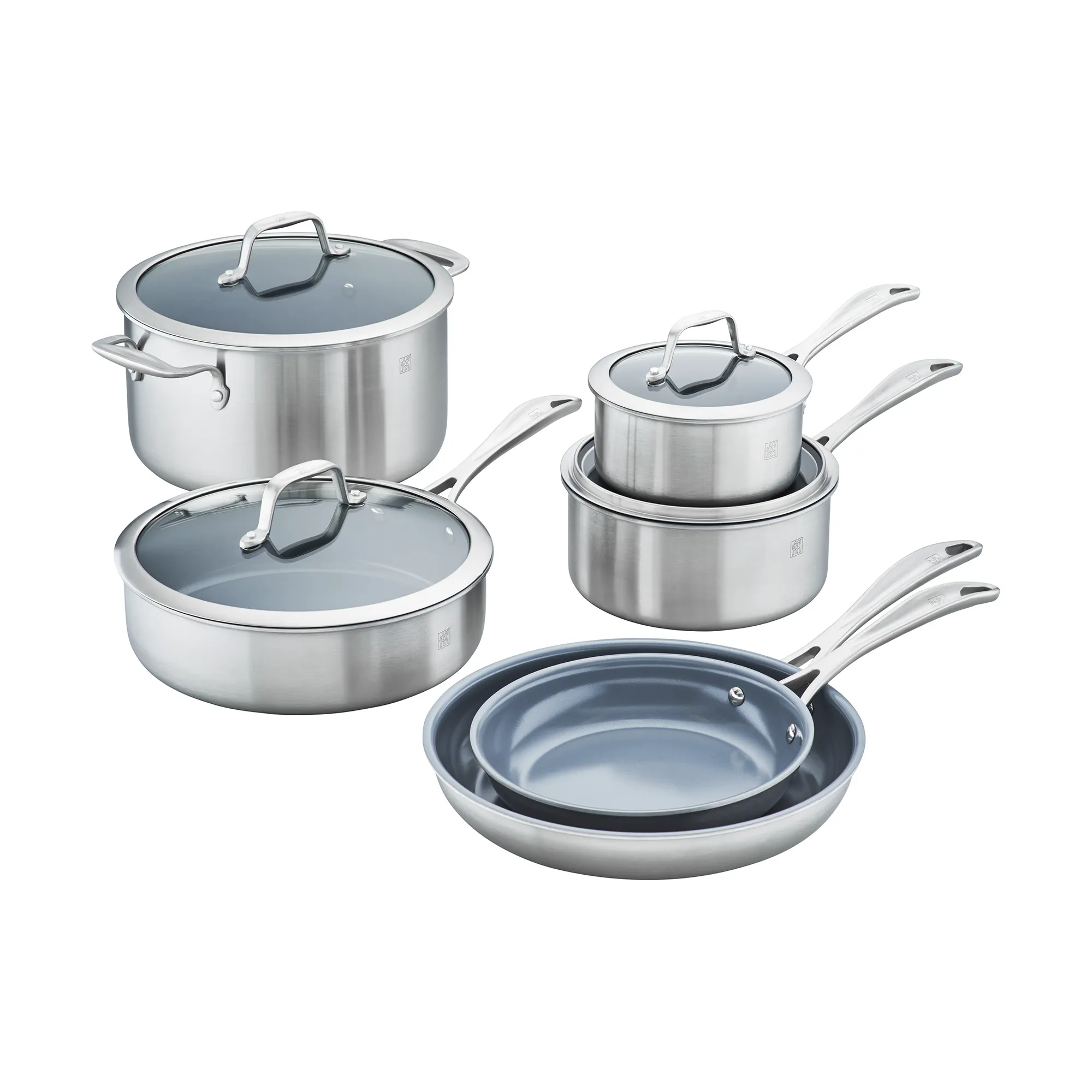 Zwilling Clad CFX 10-pc, Non-Stick, Stainless Steel Ceramic Cookware Set