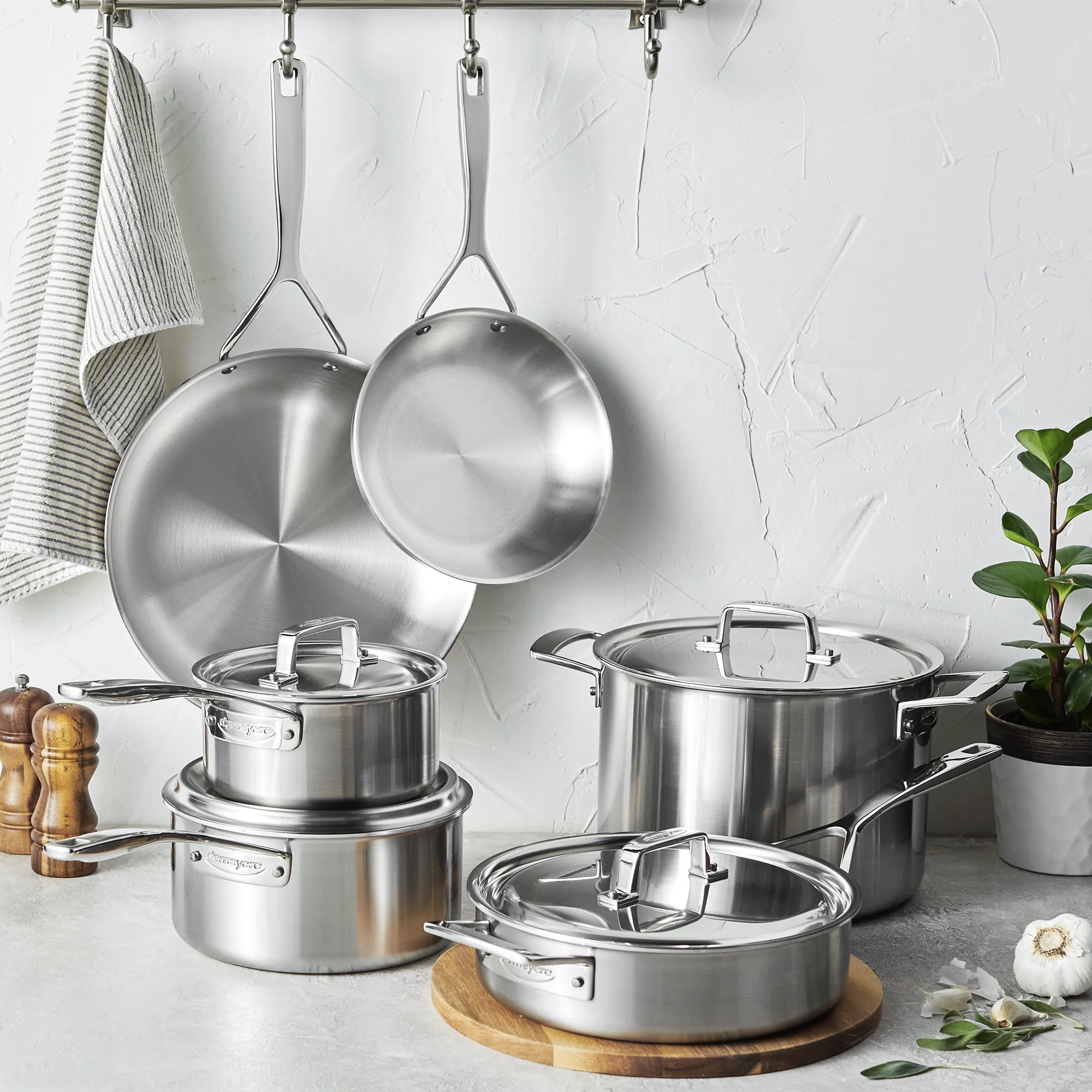 Made In Cookware - 10 Pc Stainless Steel Pot Pan Set - 5 Ply Clad 